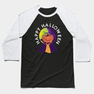 Happy Halloween Pumpkin Full Moon Baseball T-Shirt